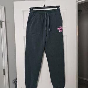 White Fox Vol.3 Dark Green Sweatpants with Pink Logo Size S